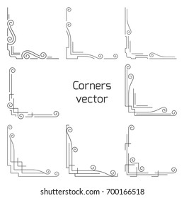 Set of vintage vector corners isolated on white background