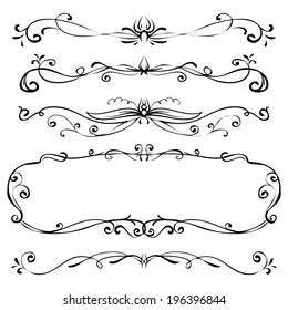 set of vintage vector dividers hand drawn line nails hand medieval boundary drawn ornate beauty series science curve decorative classical twirl banner divider victorian illustration graphical visual a