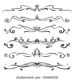 set of vintage vector dividers hand drawn straight nails antique boundary drawn style ornate beauty series art turn decorative classical whirl flag divider twirl victorian visual graphical visible int