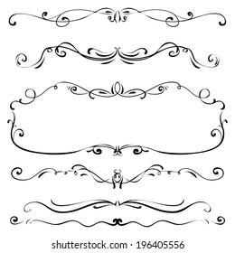set of vintage vector dividers hand drawn straight nails antique border drawn gothic ornate beauty series art twist ornamental classical whirl banner divider twirl victorian graphical visible fine fin