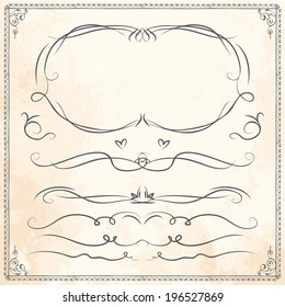 set of vintage vector dividers hand drawn line nails fingers texture antique boundary drawn medieval ornate beauty series science curve ornamental traditional swirl flag divider victorian graphical vi