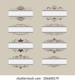 Set of vintage vector frame border divider. Retro design elements collection. Ornate decor elements for calligraphy design