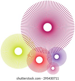 Set of vintage vector illustrations in hipster style. Monochrome stars burst with ray.