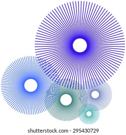 Set of vintage vector illustrations in hipster style. Monochrome stars burst with ray.