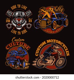 A set of vintage vector illustrations for such themes as hot rod and biker, perfect for t-shirt prints