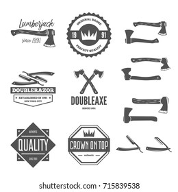 Set of vintage vector logotypes elements, labels, badges, objects and silhouettes