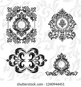 Set of vintage vector ornaments for holiday cards and wedding invitations.