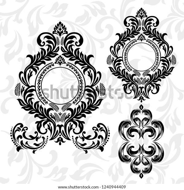 Set Vintage Vector Ornaments Holiday Cards Stock Vector (Royalty Free ...