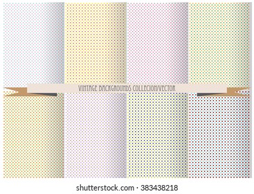 set of vintage vector polka dots backgrounds