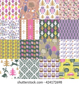Set of Vintage vector seamless patterns