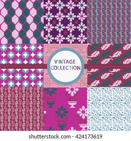 Set of Vintage vector seamless patterns