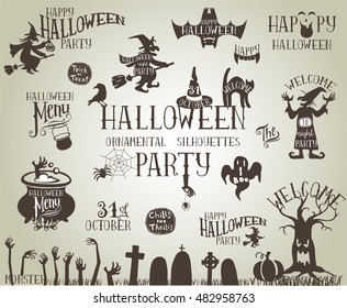 Set of Vintage Vector silhouettes for Halloween party