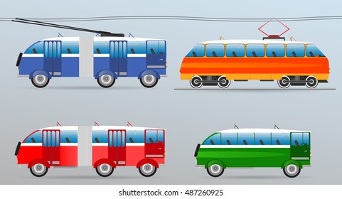 Set of vintage vehicles