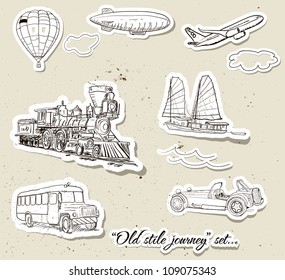 Set of vintage vehicles. Vector illustration EPS10