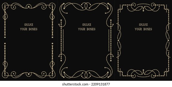 Set of vintage victorian frames made of bones and creepy eyes. Good for Halloween, Dia de Muertos holiday decoration. Template for menu, poster, invitation etc