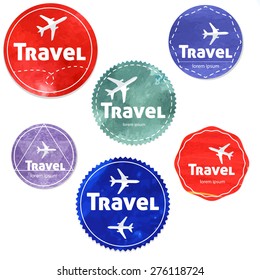 Set of vintage watercolor vector labels