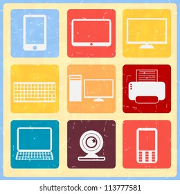Set of  vintage web icons. Vector illustration.