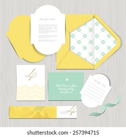 Set of vintage wedding cards invitations vector