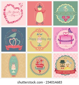Set of vintage wedding and wedding fashion style logos. Vector logo templates and badges 
