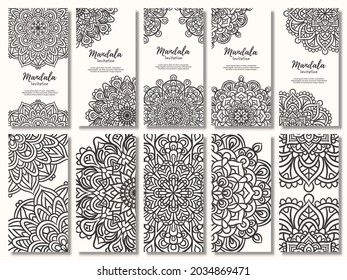 Set of vintage wedding invitation card with floral mandala design, Mandala wedding invitation