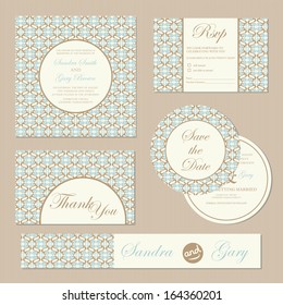 Set Vintage Wedding Invitation Cards Vector Stock Vector (Royalty Free ...