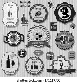 Set of vintage wine labels