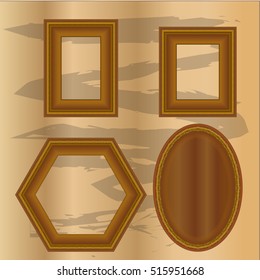 Set vintage wooden frames design vector illustration