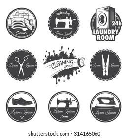 set of vintage workshop emblems, labels, badges, and logos, Monochrome style