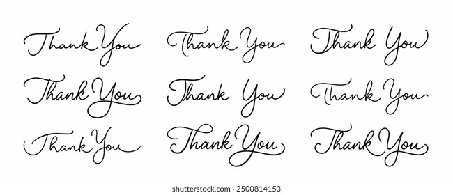 A Set of Vintage-Style Thank You Scripts, Typography for Signs and Notes