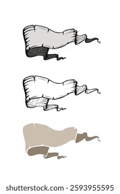 A set of vintage-style vector ribbons in various shapes