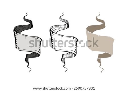 Set of vintage-style vector ribbons in various shapes