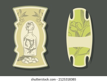 set of vintange signs with olive items