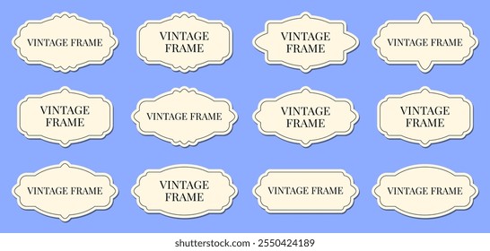 Set of vintge frames. Retro badge with decorative elements. 