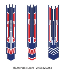 Set of vinyl car body wrap stickers geometric shapes techno abstract stripes