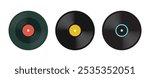 set vinyl plate record icon flat design isolated background