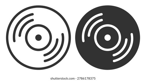 A set of vinyl record icons representing music and audio for use in digital and print design projects.
