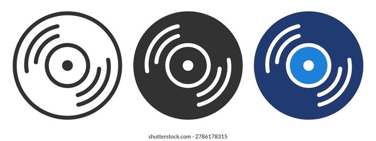 A set of vinyl record icons useful for music, audio, and entertainment design projects.