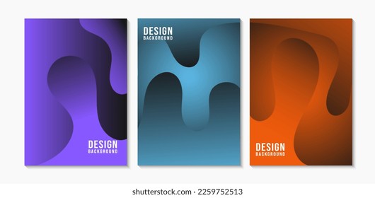 Conjunto de Ilustración de la plantilla de fondo de líquido líquido de gravedad violeta, azul y naranja. Adecuado Para Tu Pancarta, Cartel Y Tapa. Vector Eps 10
