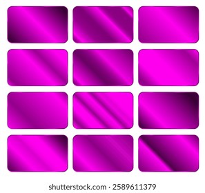 Set of violet, purple and turquoise texture graduation backgrounds. Bright and shiny gradient collection for gradient button, frame, ribbon and label. Collection of colorful gradients.