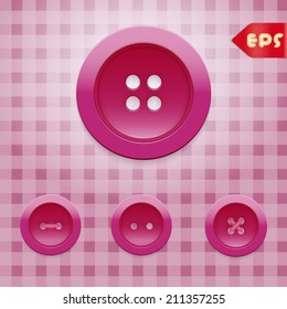 Set of violet red sewing buttons