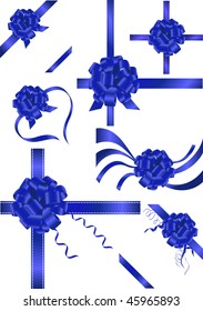 Set of violet  ribbons with bow isolated