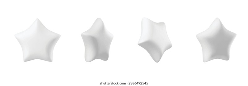 Set of violet stars different shapes. Realistic 3d design cartoon style. vector illustration