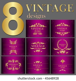 set of violet vintage backgrounds