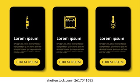 Set Violin, Guitar amplifier and Audio jack. Business infographic template. Vector