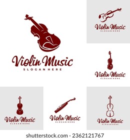 Set of Violin logo design Template. Creative Violin logo vector illustration.