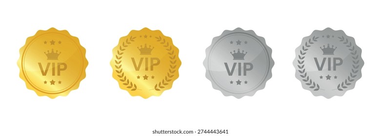 Set of VIP Badge collection. VIP Icon Set Trendy Style gold symbol.