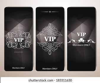 Set of VIP cards with floral design elements