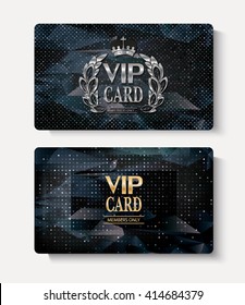 Set of VIP cards with polygonal textured background