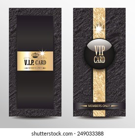 Set of VIP elegant cards with foil textured background  