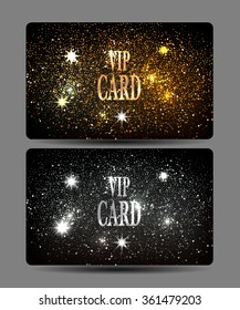 Set of VIP shiny gold and silver cards